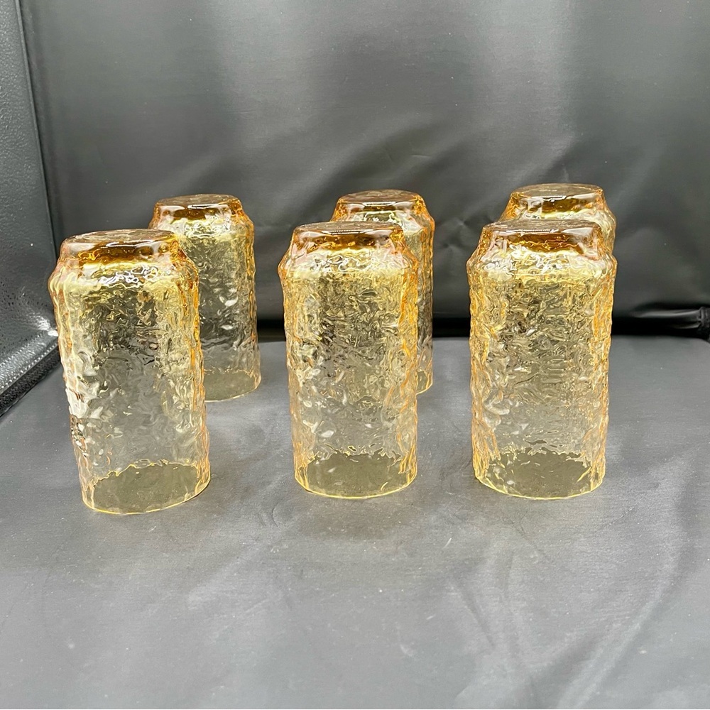 Vintage Anchor Hocking Milano Honey Gold Glasses 12 Oz Set Of 6 - Picture 10 of 12